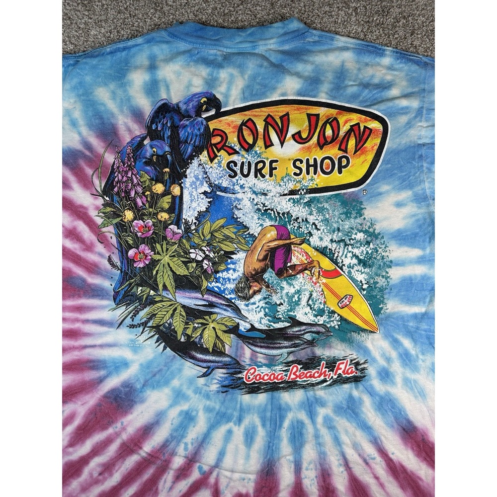 Vtg Ron Jon Surf Shop Shirt L 90's Cocoa Beach FL Single Stitch Tropical Surfer